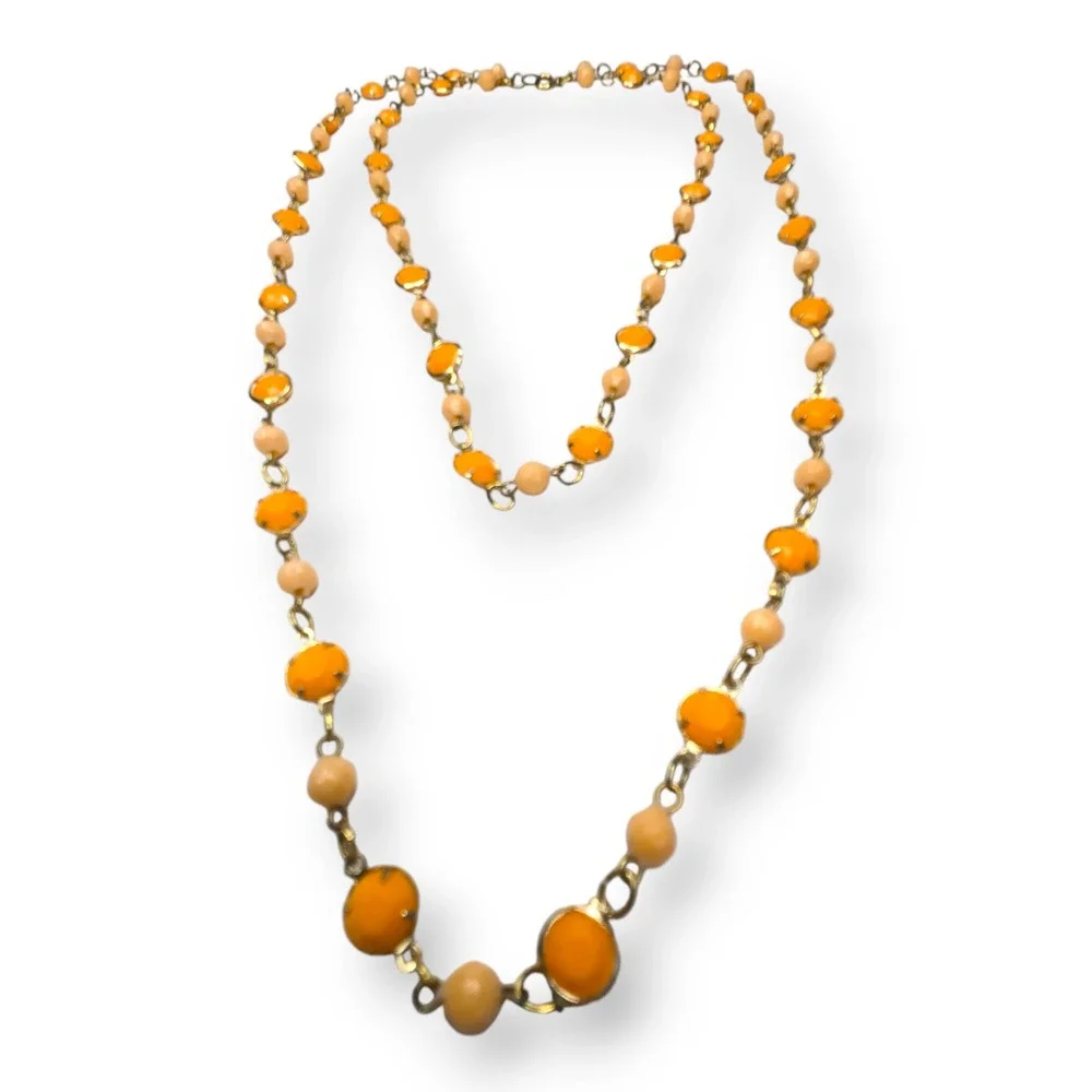 Vintage Two Strand Necklace Gold Tone 19